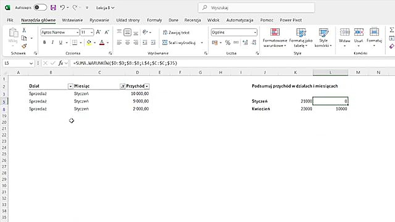Weryfikacja wyników filtrem w Excelu