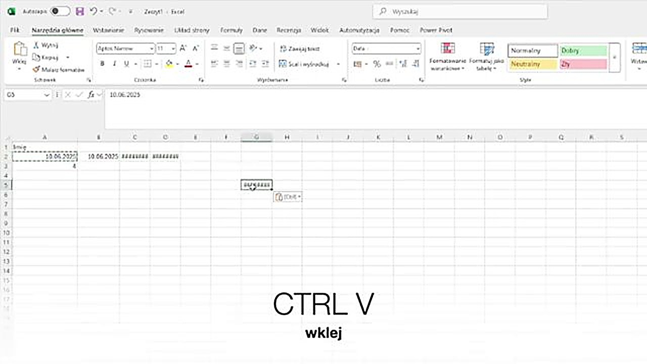 Kopiowanie i wklejanie komórek w Excelu - Ctrl+C i Ctrl+V