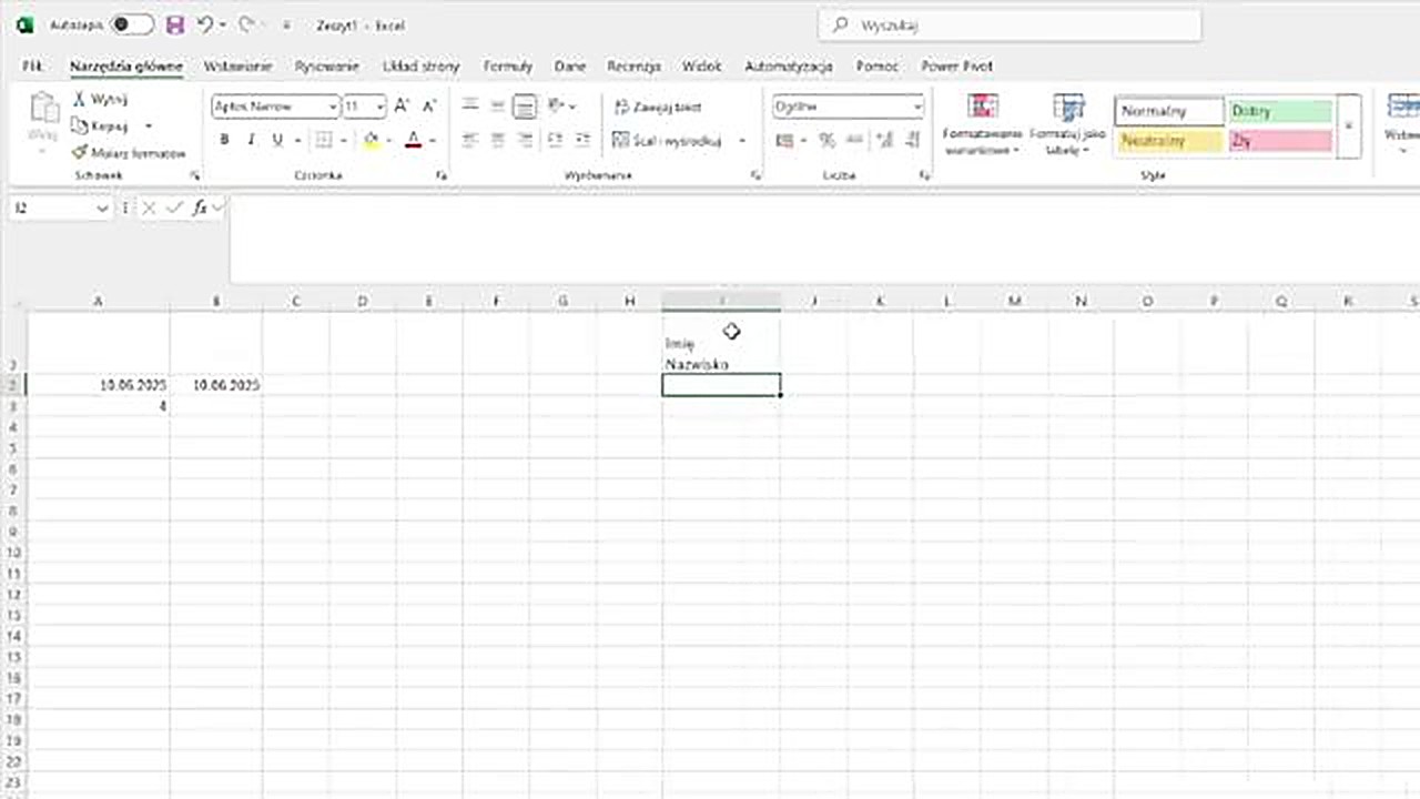 Autowypełnianie dni tygodnia w Excelu - od poniedziałku do niedzieli automatycznie