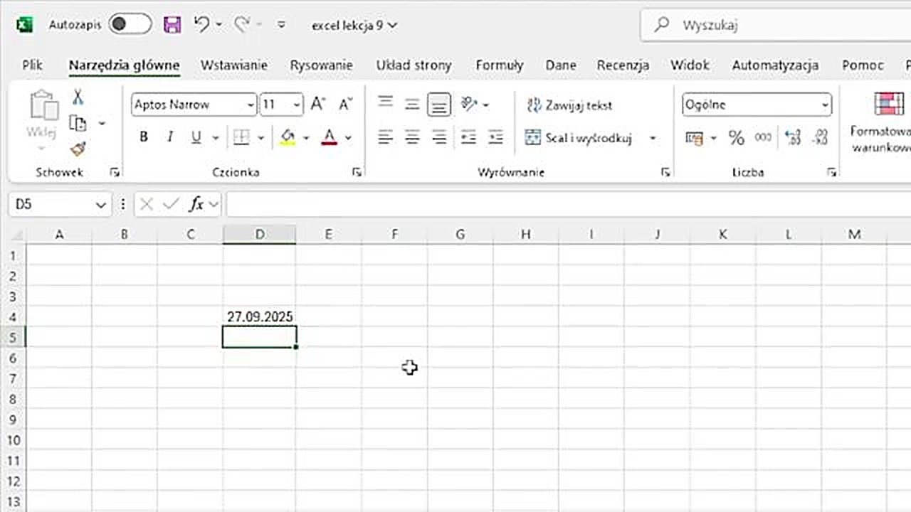 Funkcja DZIŚ w Excelu - wyświetlanie dzisiejszej daty
