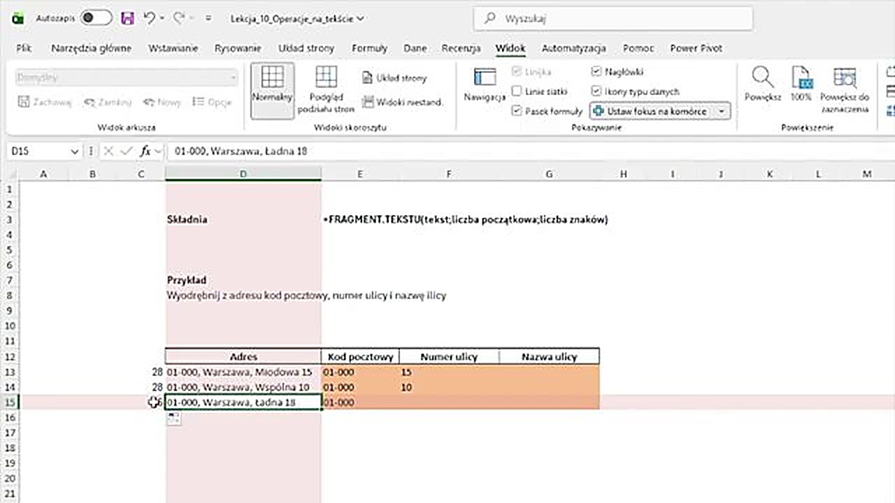 Funkcja DŁ w Excelu - sprawdzanie długości tekstu