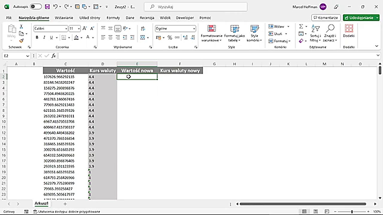 Formuła PODSTAW w Excelu - zamiana kropki na przecinek
