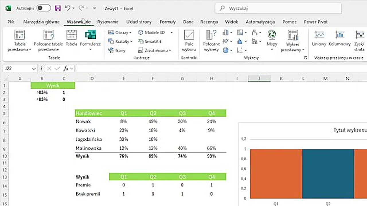 Wstawianie ikon w Excelu z zakładki Wstawianie