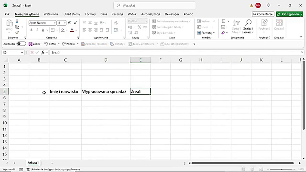 Automatyczne dopasowanie kolumn po wpisaniu tekstu