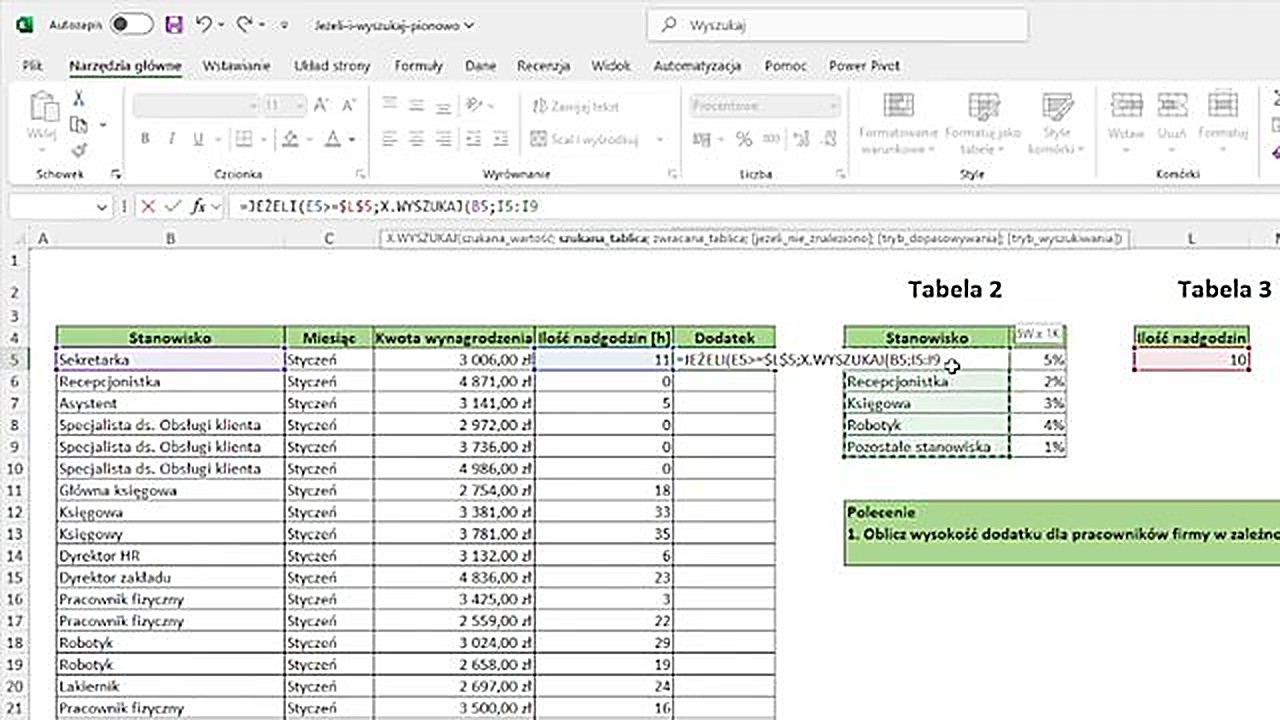 Formuła X.WYSZUKAJ zagnieżdżona w JEŻELI