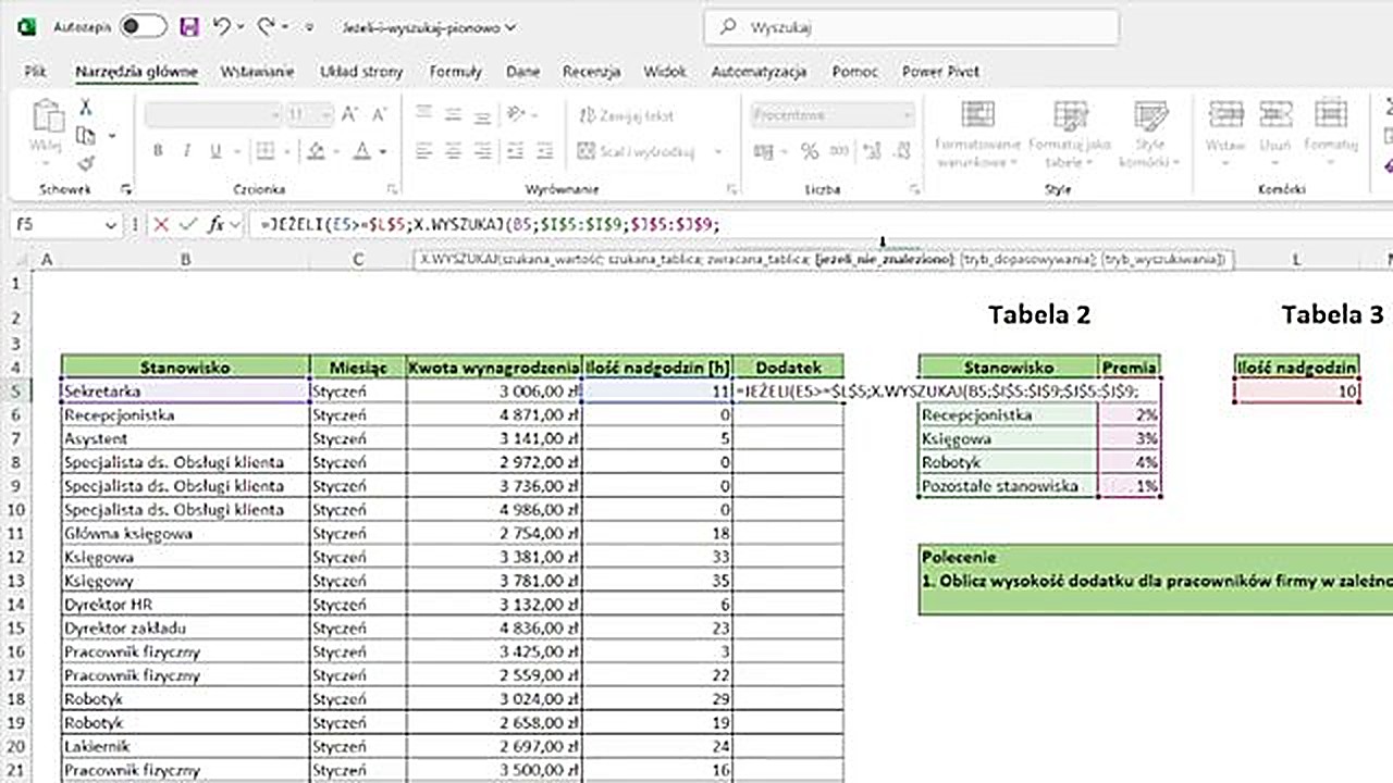 Argument jeżeli nie znaleziono w X.WYSZUKAJ