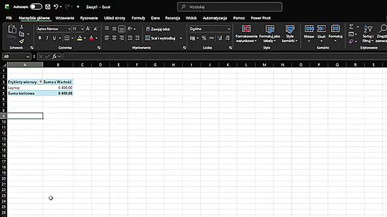 Filtrowanie tabeli przestawnej w Excelu